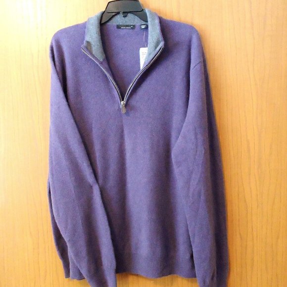 NEW Saks Fifth Avenue COLLECTION 1/4-Zip Mockneck Cashmere Pull-Over Sweater XXL - Picture 14 of 16